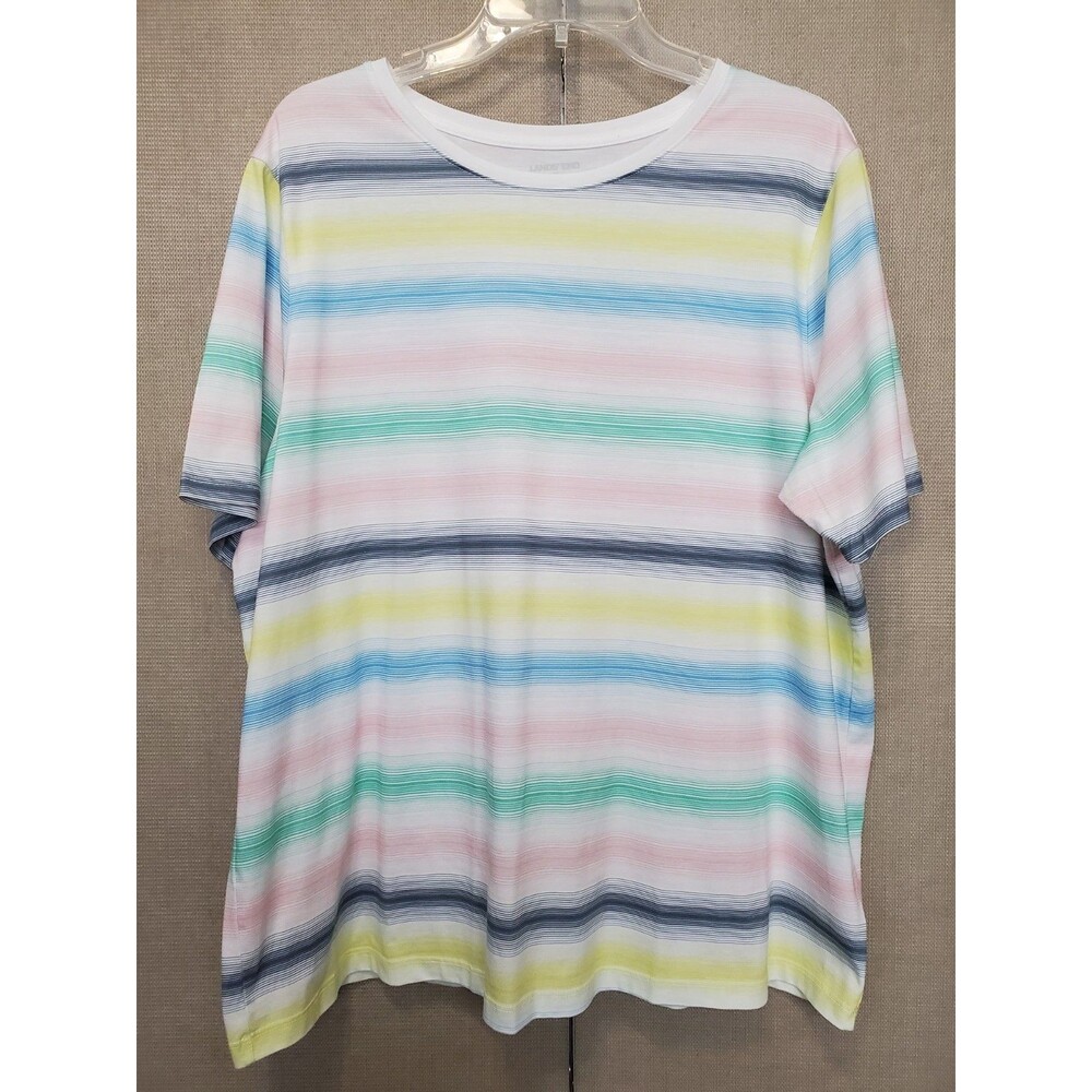 Lands' End Women's Cotton Rainbow Stripe Short Sleeve T-Shirt Size 1X